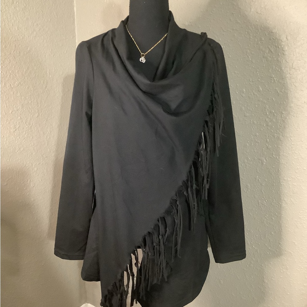 Chic‎ Boutique Black Fringe Blouse